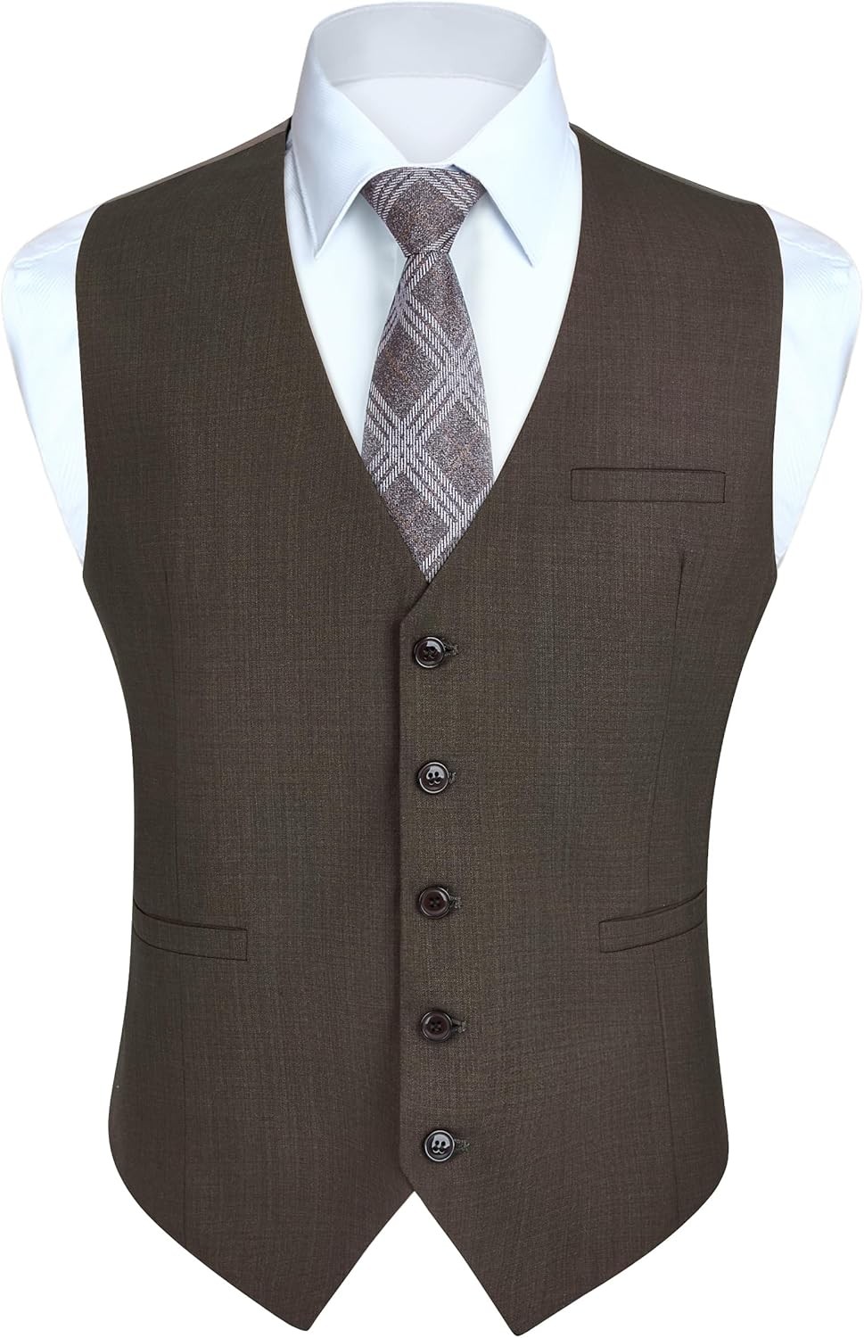 HISDERN Men Suit Vest Business Formal Dress Waistcoat Vest with 3 Pockets