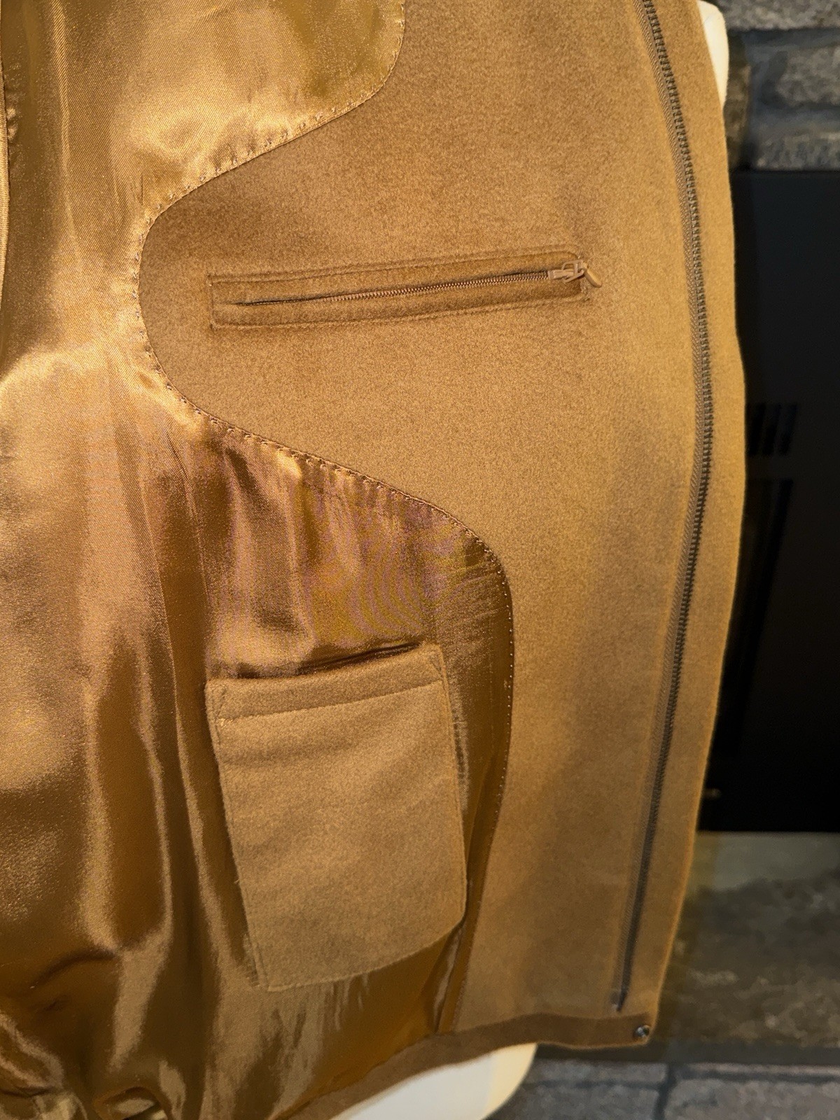 100% Luxury Cashmere Women’s Bomber Jacket Camel XXL Fully Lined EUC