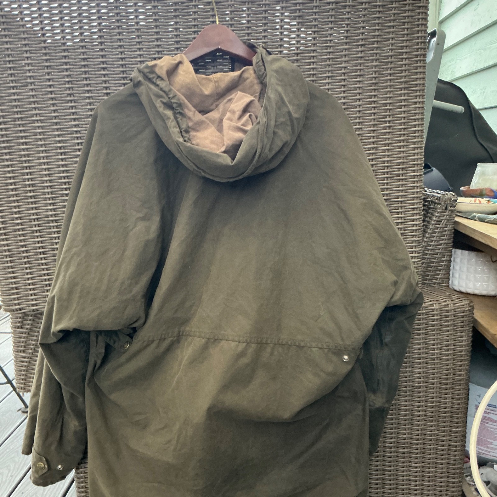 Filson 1438N All Season Rain Coat Men’s large Oil Finish Cover Cloth 6oz used