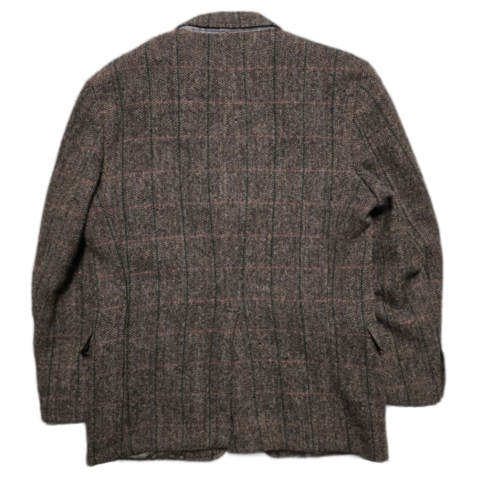 VTG Harris Tweed Blazer Mens 42R Scottish Wool Handwoven Brown Herringbone Check