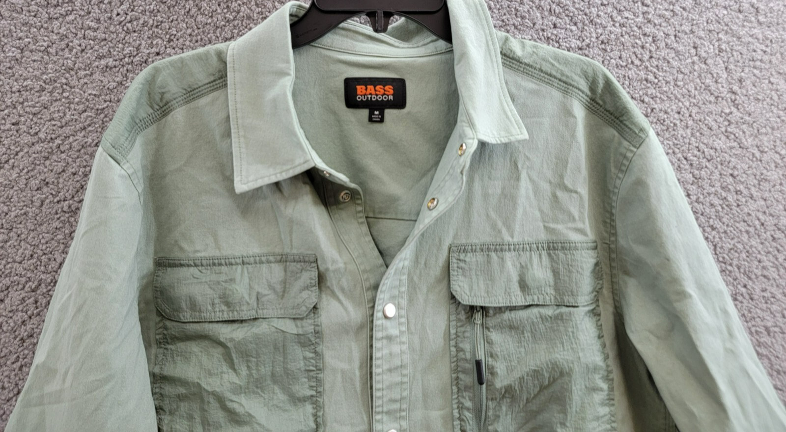 Bass Outdoor Relaxed Fit Solid Worker Shirt Jacket Men’s M Lily Pad Snap Closure