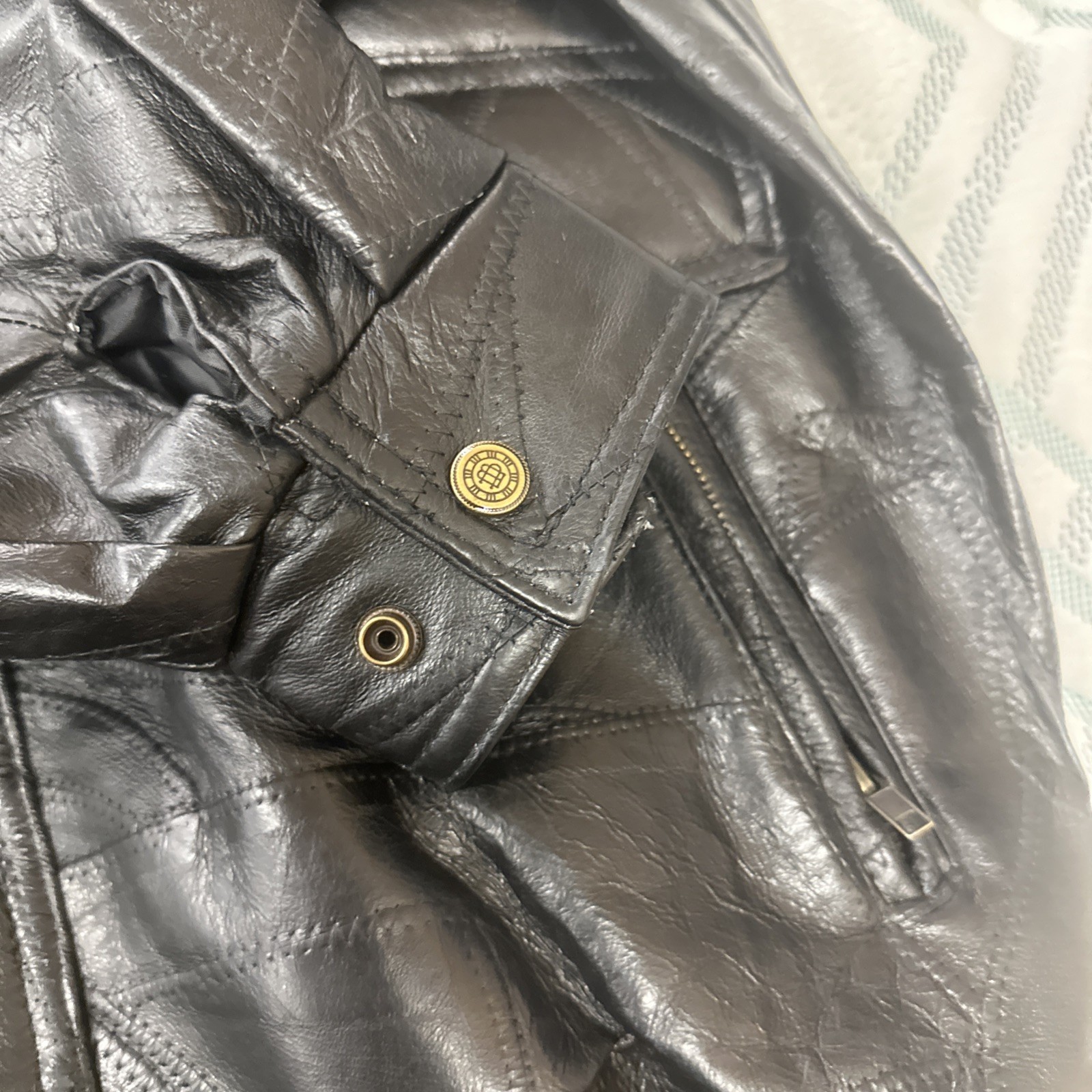 United States Navy Military Leather Jacket Size Large