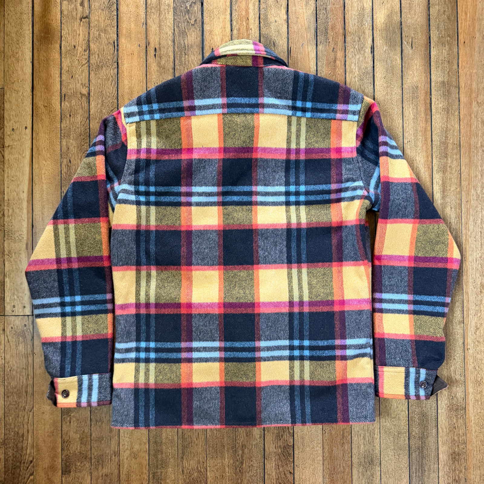 Percival Check Workshirt Work Shirt Yellow Wool Blend Medium