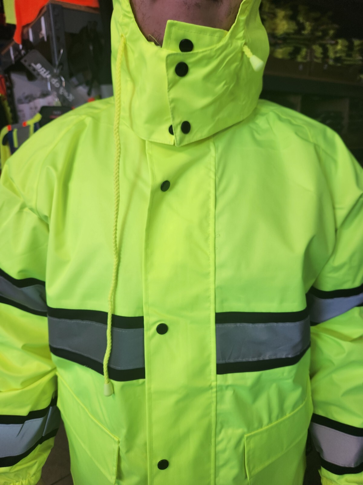 Yellow Safety Class 3 Rain Coat/JACKET/ High Visibility Reflective