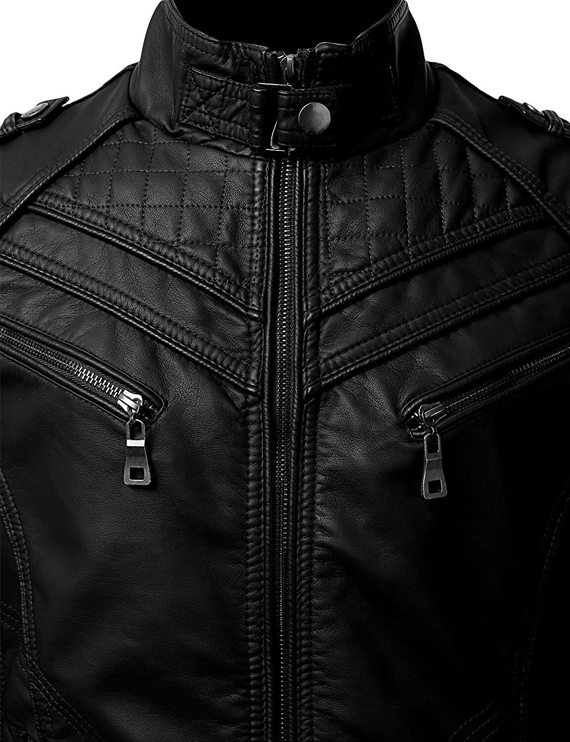 MENS REAL SHEEPSKIN BLACK LEATHER JACKET RETRO SLIM FIT BIKER JACKET