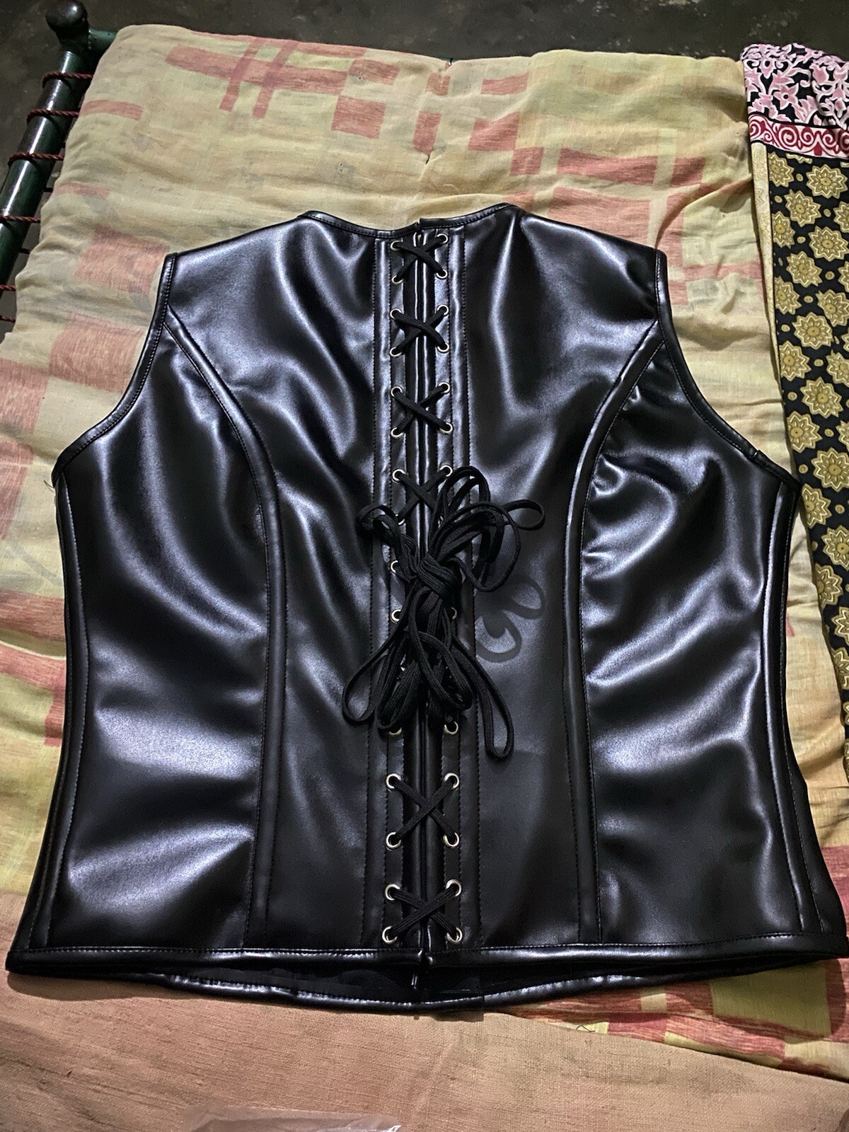 Mens Real Leather Steel Boned STEAMPUNK Waistcoat Corset Victorian GOTHIC USA