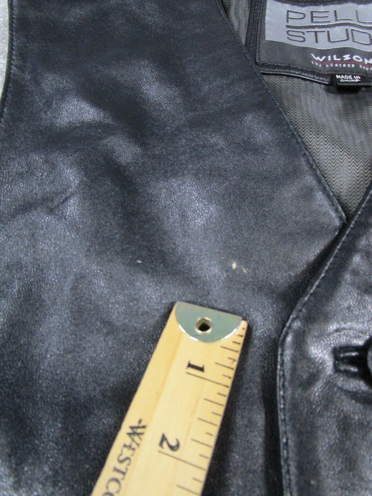 Vintage Wilsons Pelle Studio Vest Mens Xl Black Leather Button Up *