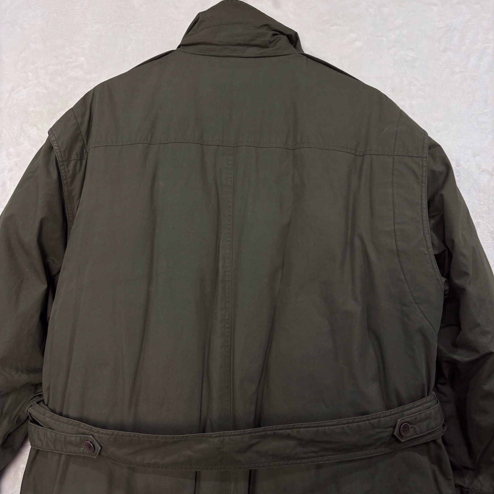 Vintage Duck Down Feathers Long Parka Men M EU 40 Belted 80s Army Green Military