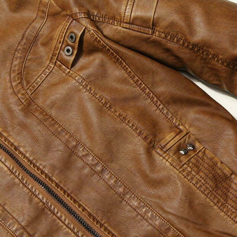 Men’s Fashion Leisure Zip Motorcycle Punk Slim Fit Biker Pocket Collar Jackets
