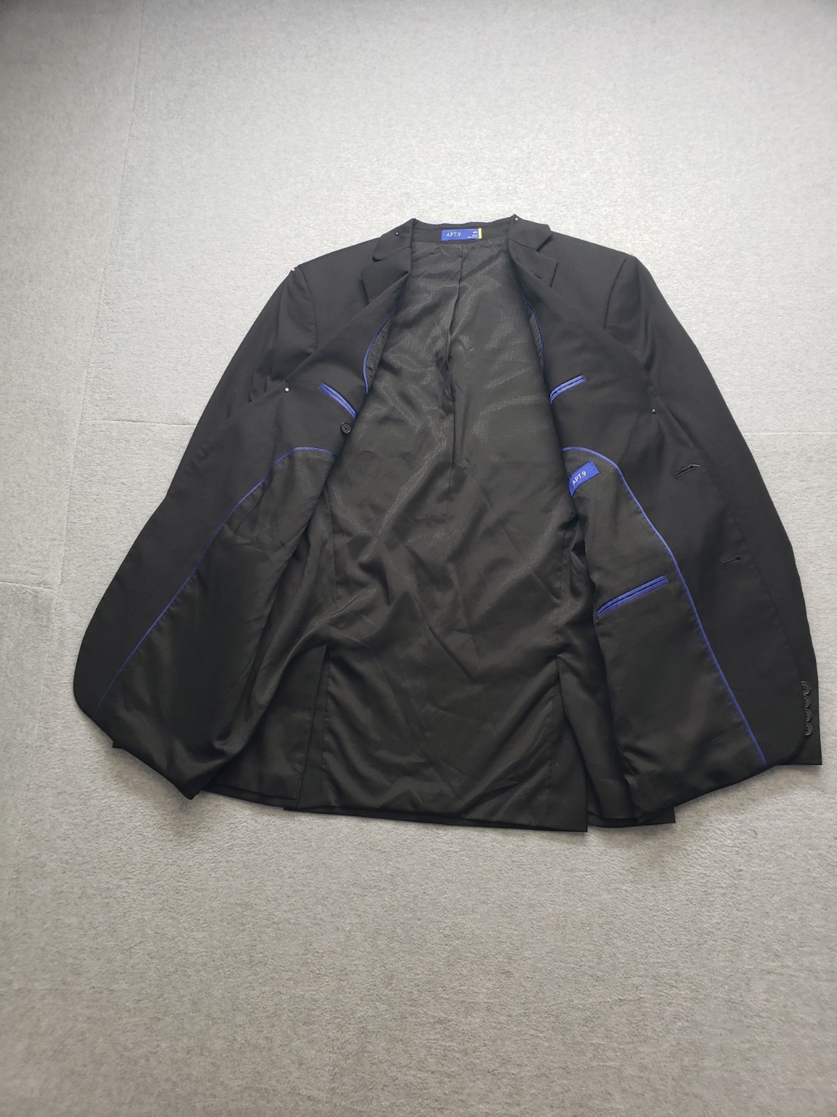 APT 9 Men Blazer Jacket 40L Black Single Breasted Notch Lapel Formal Business