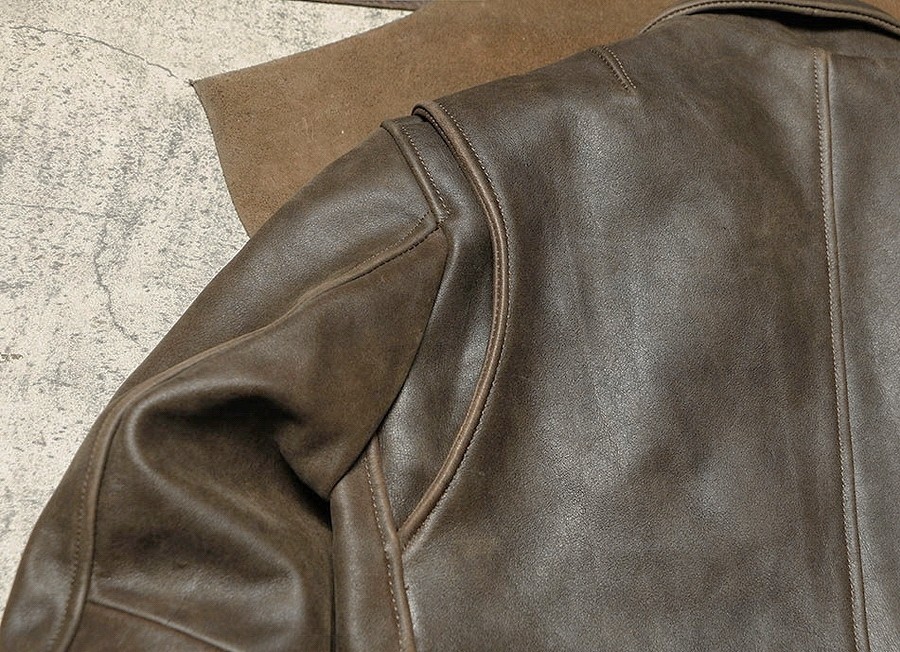 Mens Distressed Cowhide Leather Biker Jacket Vintage Style Semi-matte Finish