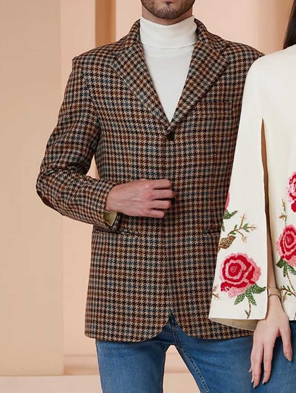 Men’s Plaid Jacket 1 Piece Autumn Spring Casual Coat Notch Lapel Outwear Blazers