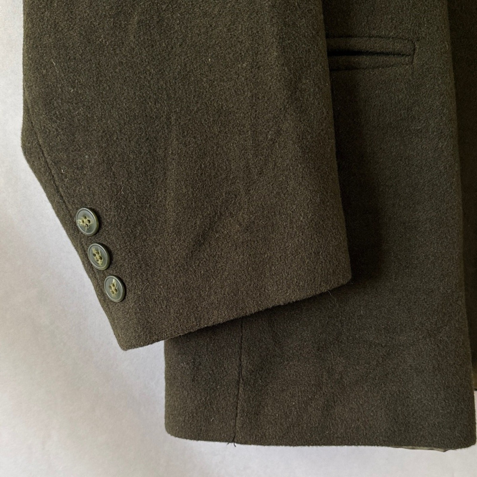 Domani Uomo Wool Cashmere Blazer Size XL Sport Coat Olive Green Italy Academia