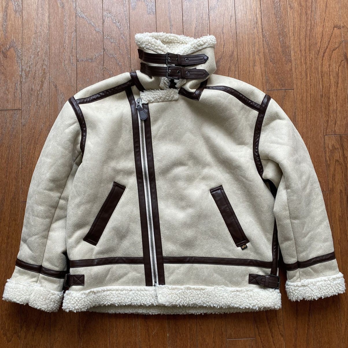 Alpha Industries Shearling Styled Asymmetrical Bondage Jacket Size M