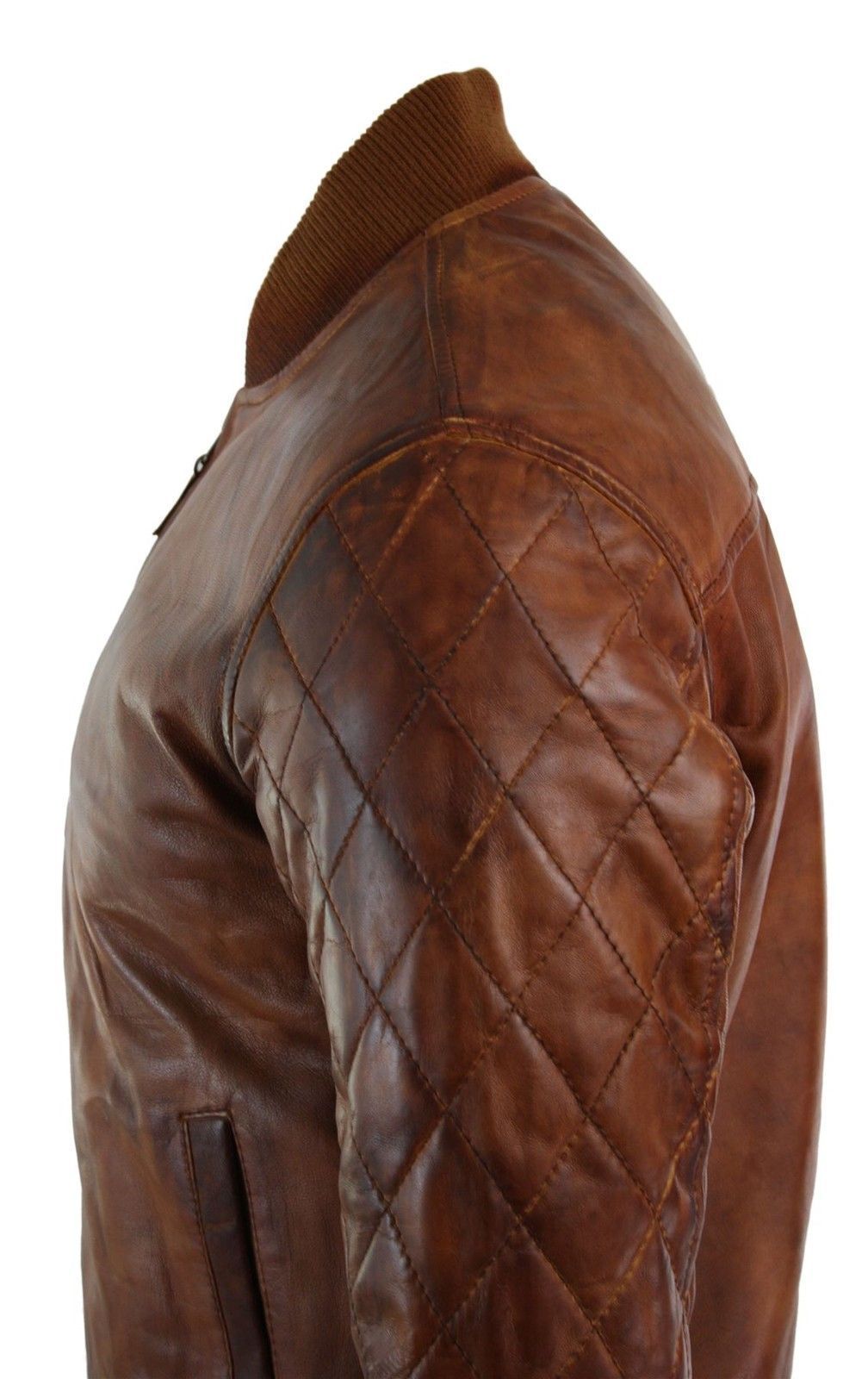 Mens Brown Vintage Biker Real Leather Bomber Pilot Jacket