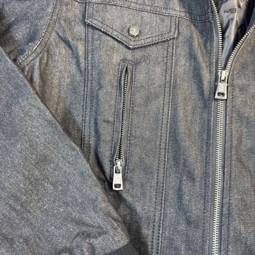 Marc Buchanan Bomber Jacket Large mens Black Denim Jean Coat Vintage Moto