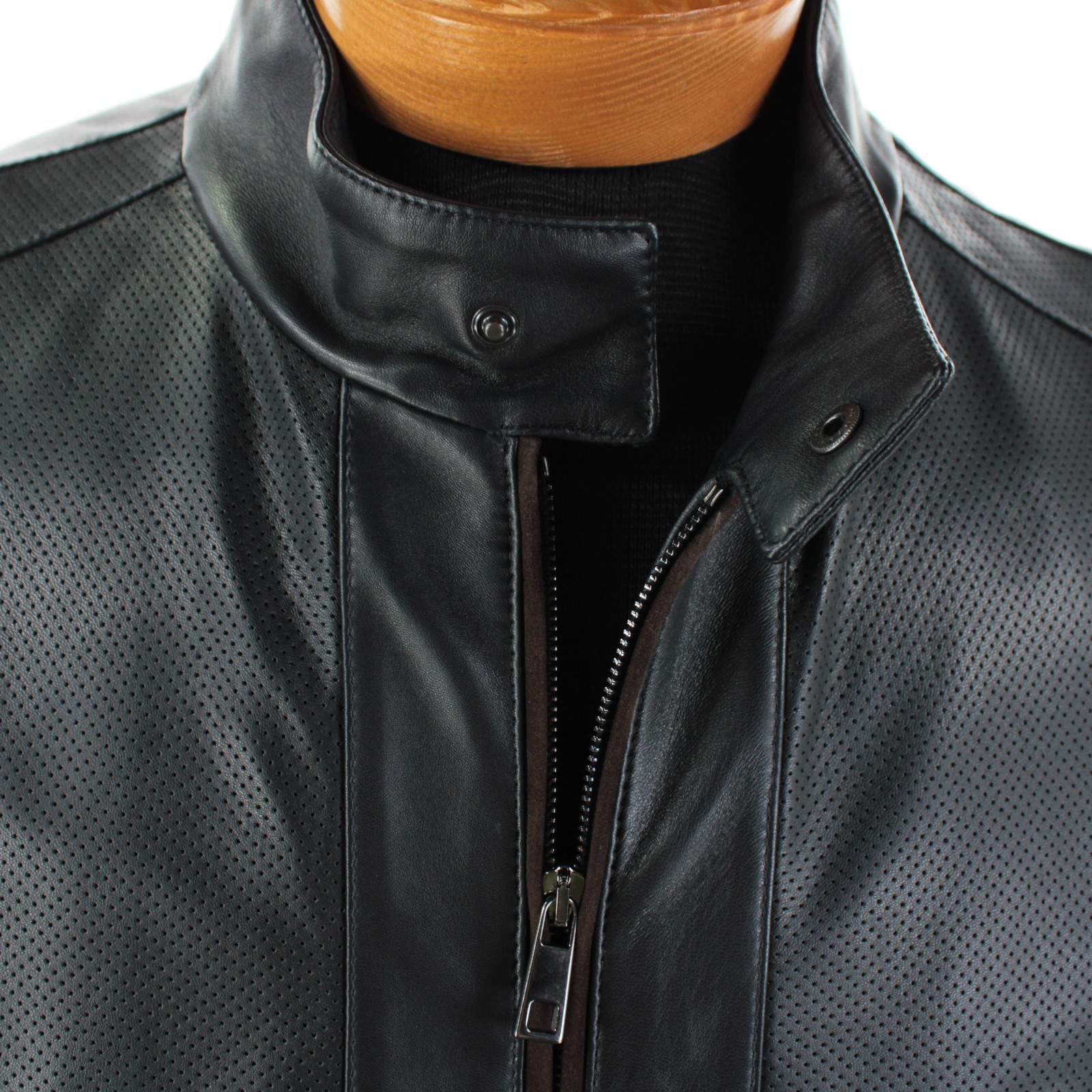 Di Bello NWD 100% Leather Full Zip Jacket Size 58 (3XL US) In Solid Dark Blue
