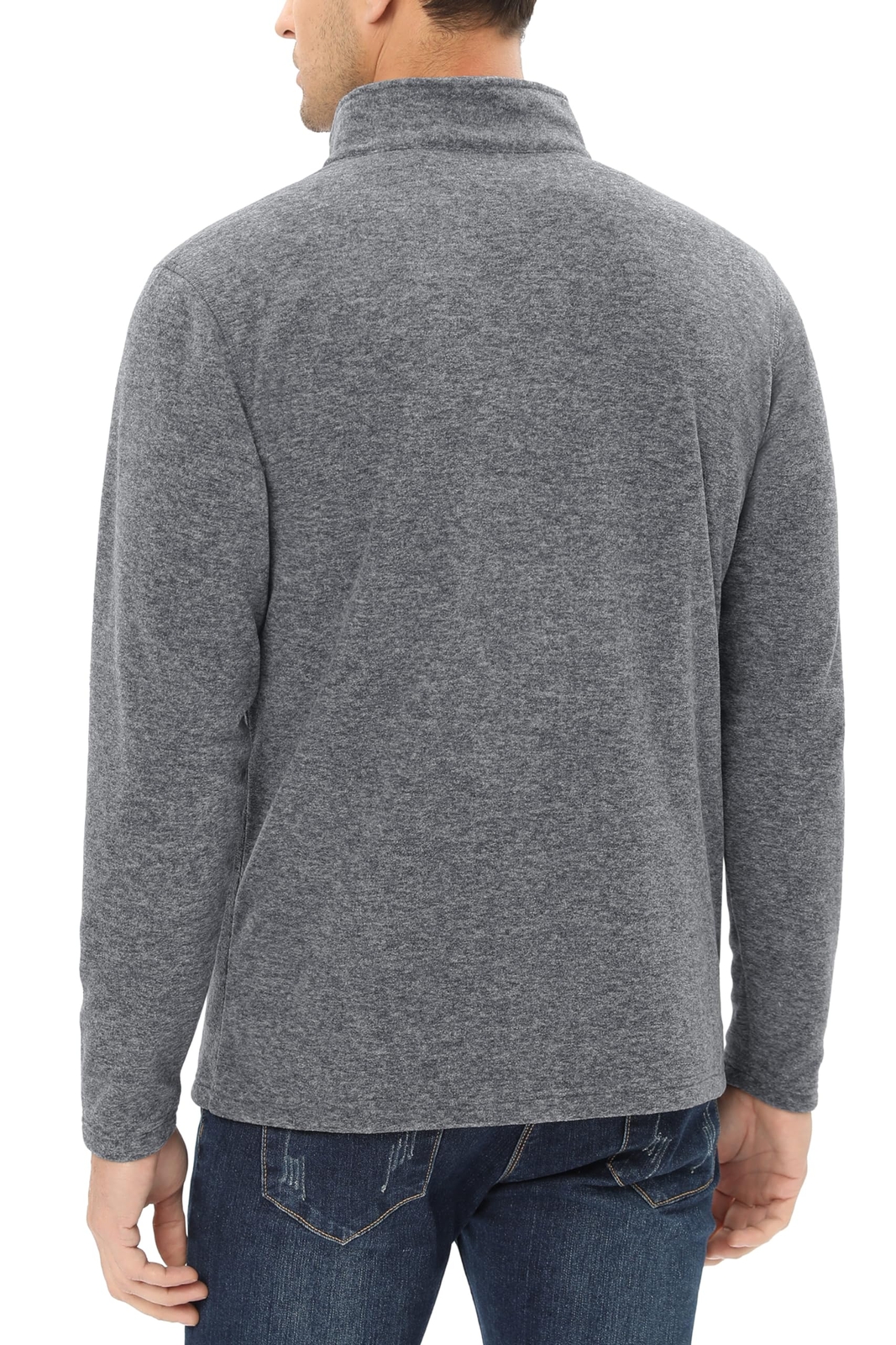 Mens Stand Collar Fleece Jacket Lightweight Full-Zip Warm Coat Casual Sportswear