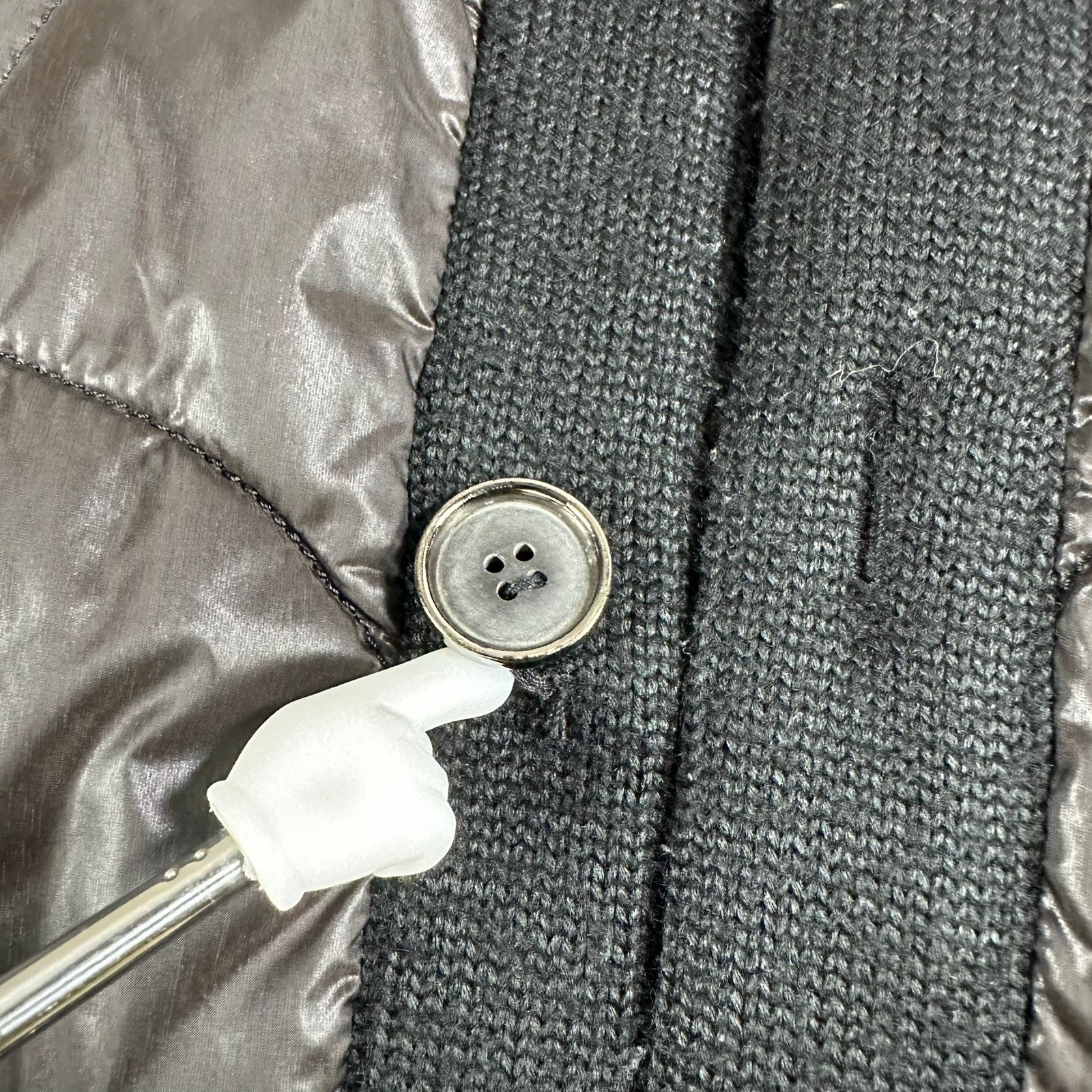 Piumino Sifariano Mens Medium Puffer Button Bomber Jacket Black Wool Blend Sz 50