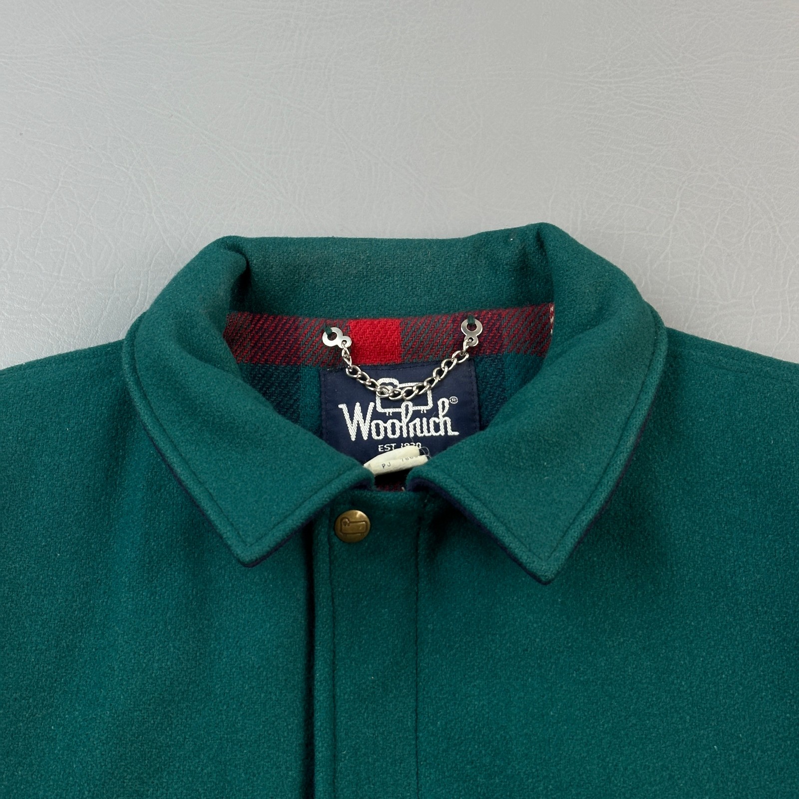 Vintage Woolrich Jacket Mens XL Green Wool Plaid Lined Full Zip Bomber USA 80s