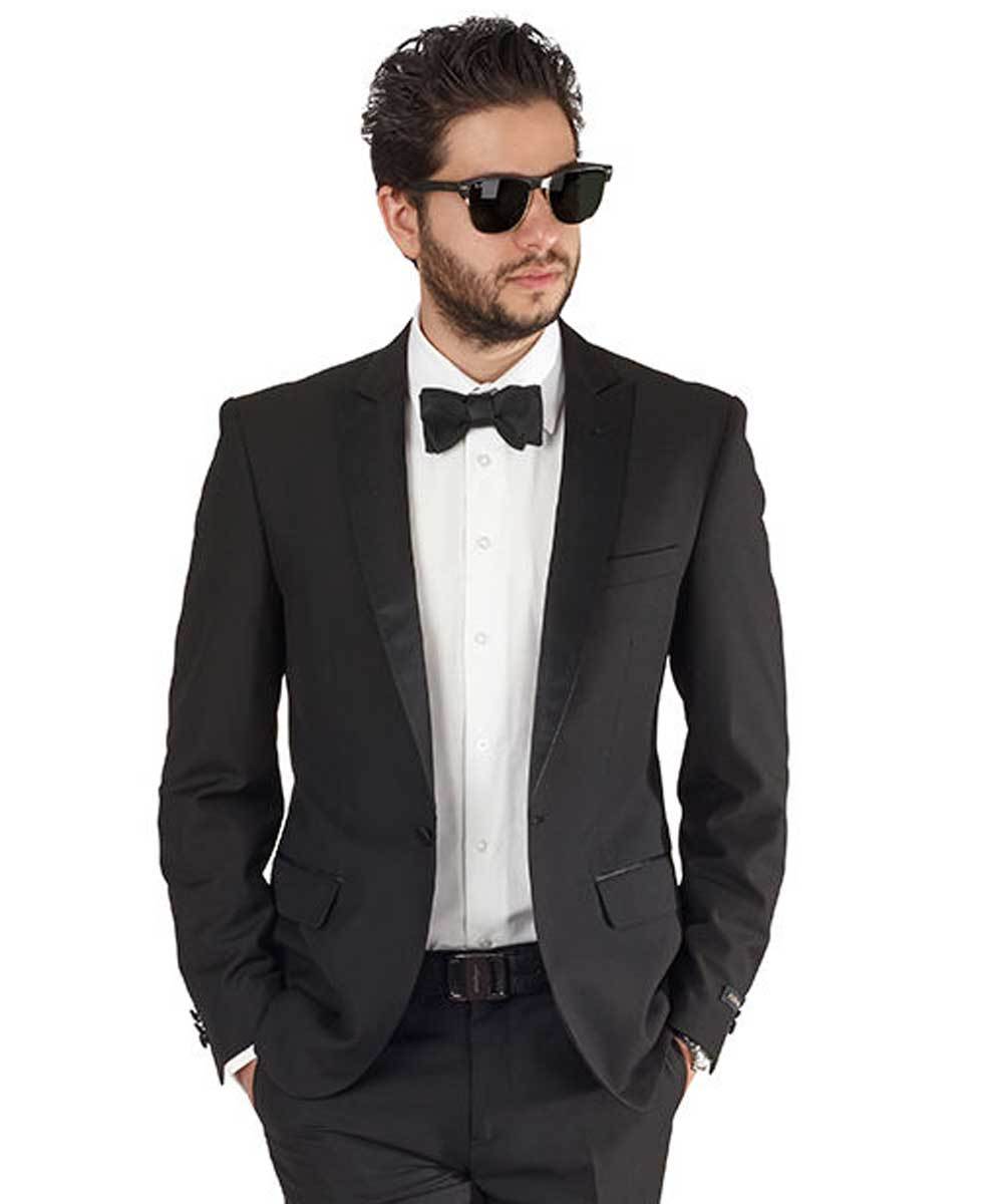 Slim Fit 1 Button Peak Lapel Tuxedo Jacket Satin Collar Dinner Blazer AZAR MAN