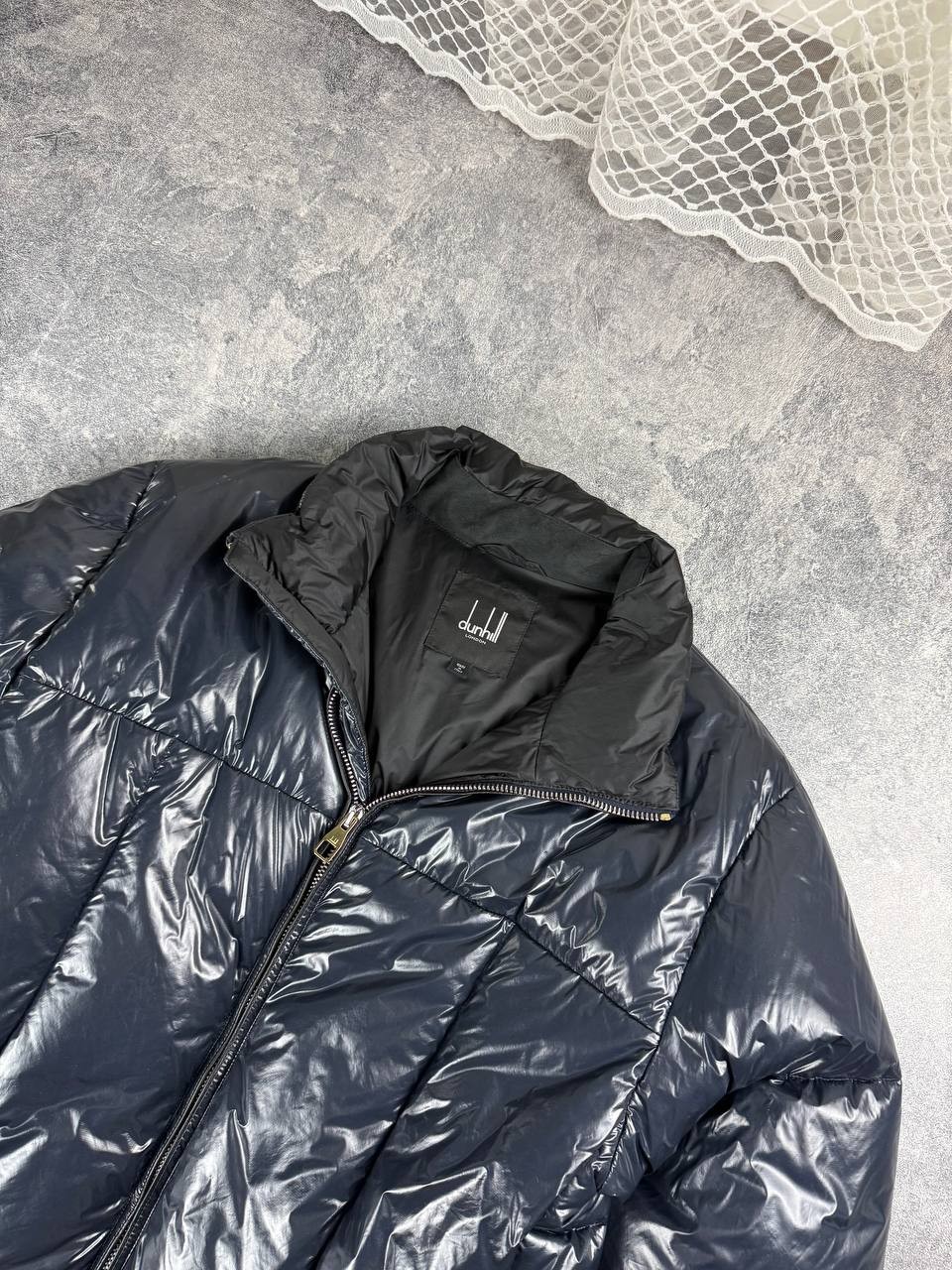 Black L Dunhill Puffer Down Goose Jacket Navy