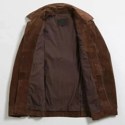 Designer Brown Men’s Field Leather Jacket Pure Soft Suede Leather Jacket Coat