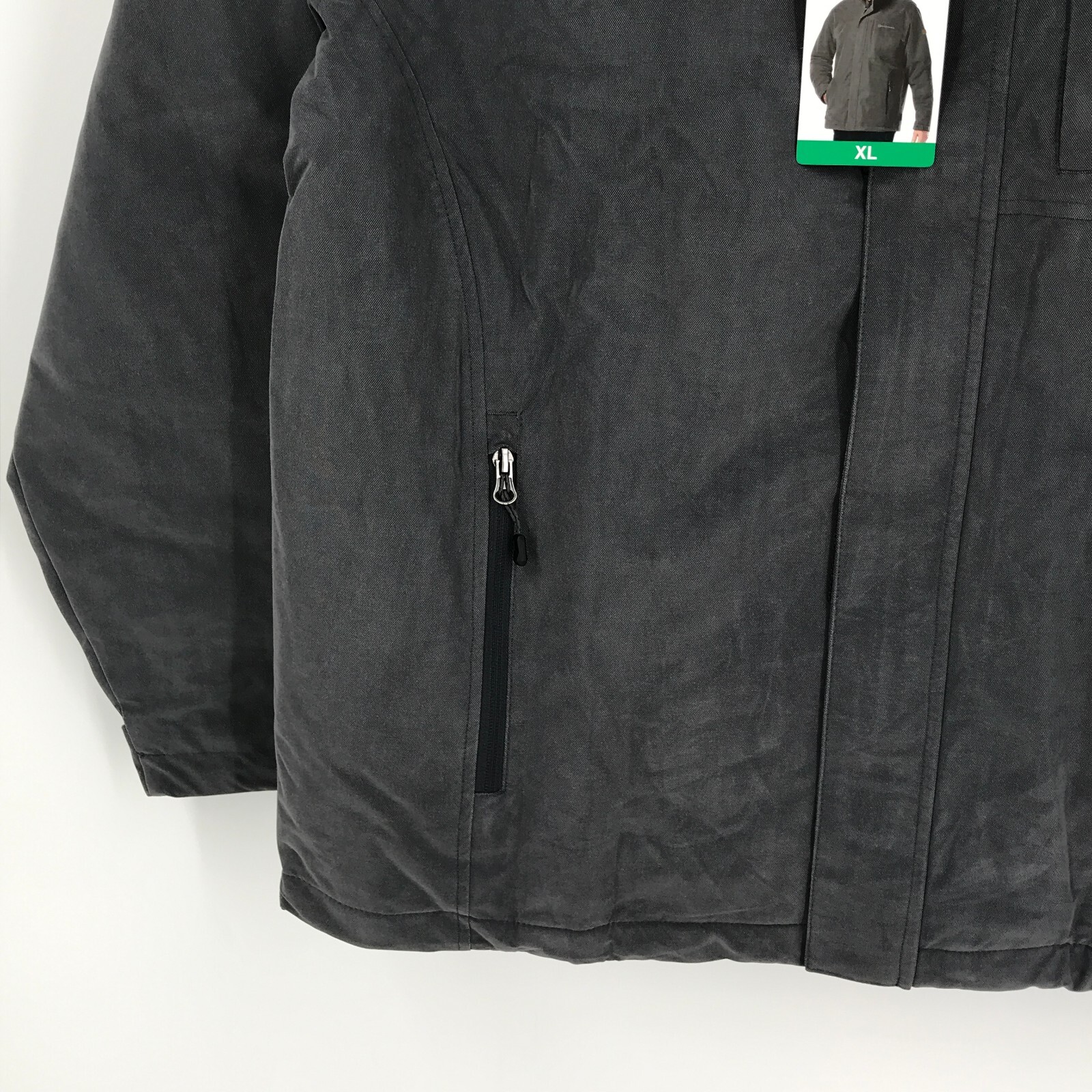 Rugged Elements Mens Jacket XL Gray Full Zip Hooded Wind Water Resistant Lined
