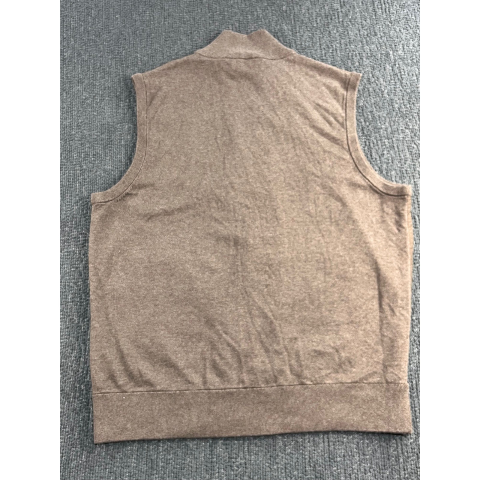 Polo Ralph Lauren Mens Hybrid Full Zip Vest Brown Cotton Nylon Knit Large