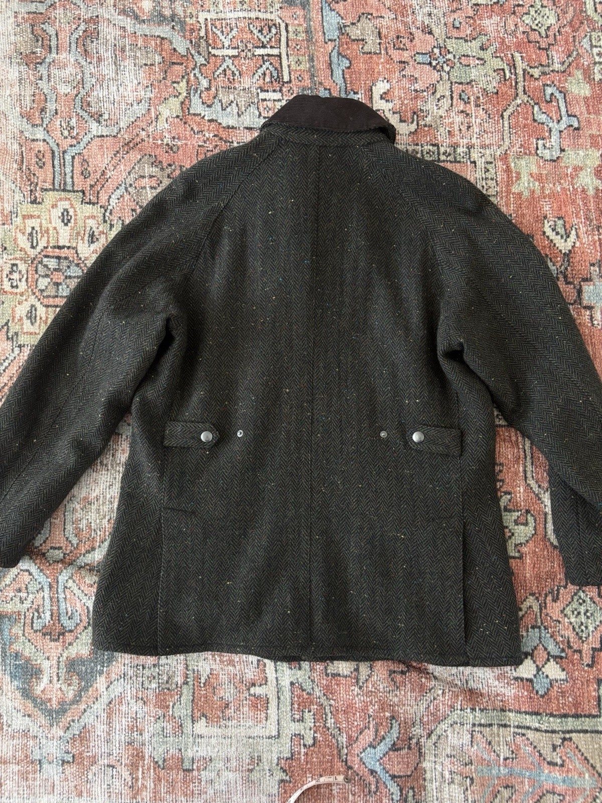 Atorie Wool Tweed Herringbone Olive Barn Jacket Size 2XL(Fits Like XL)
