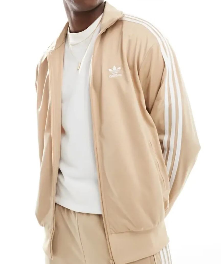 NEW MENS ADIDAS ORIGINALS FIREBIRD TRACK JACKET ~SIZE 2XL #IR9898 BEIGE/WHITE