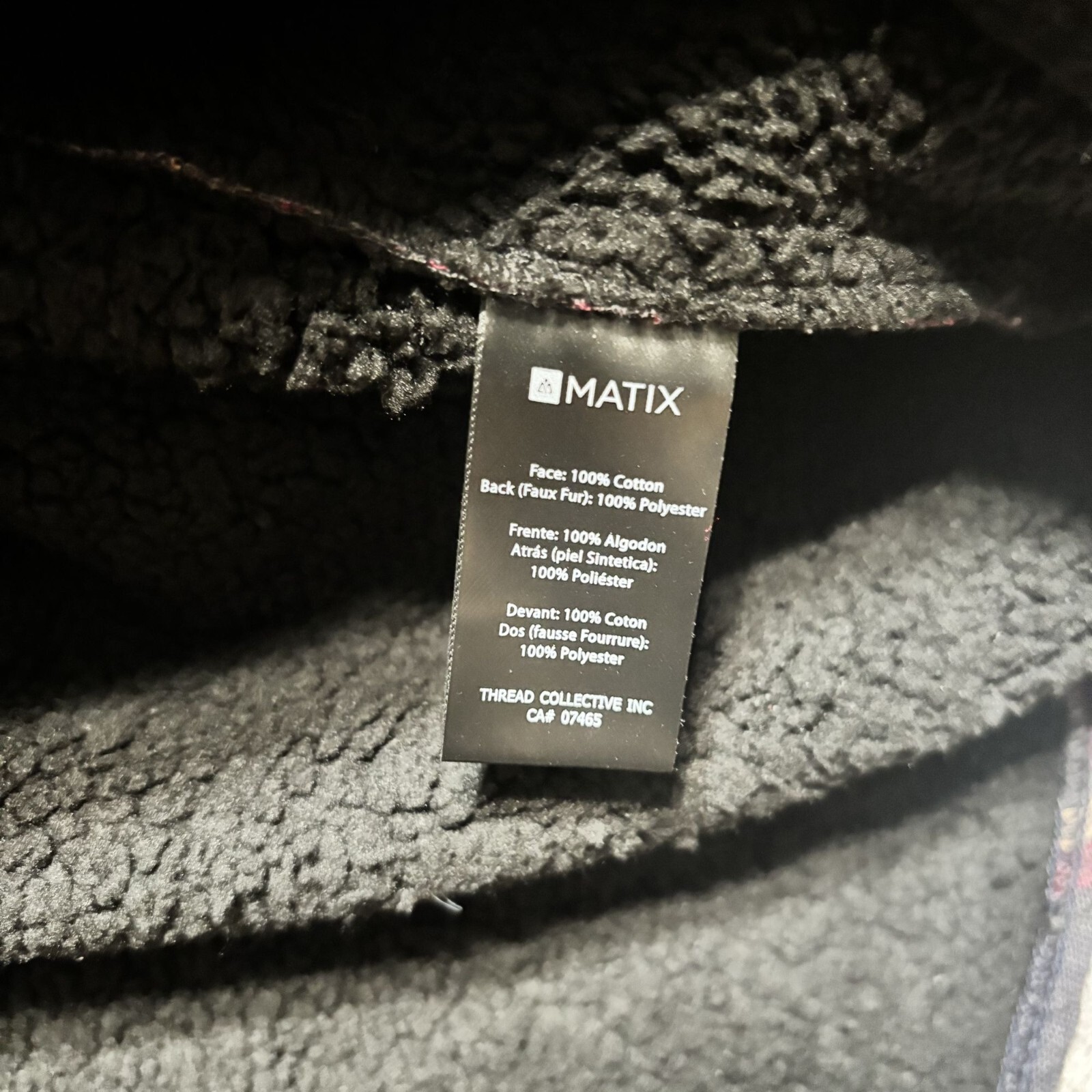 Matix Mens Plaid Shirt Jacket Black Gray & Red Cotton Polyester Blend.