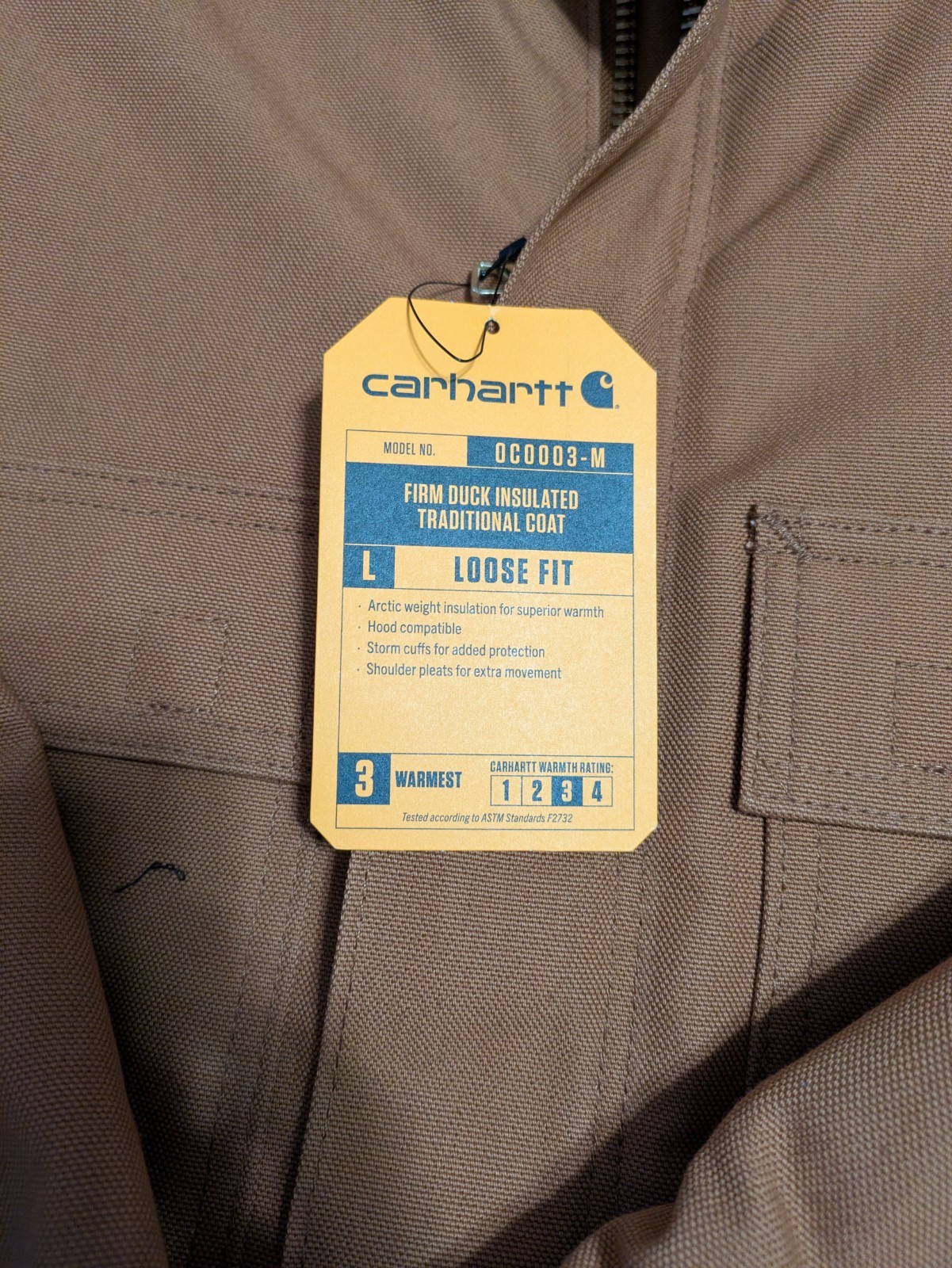 CARHARTT MEN’S LOOSE FIT FIRM DUCK TRADITIONAL COAT Sz MEN 3XL BROWN $145