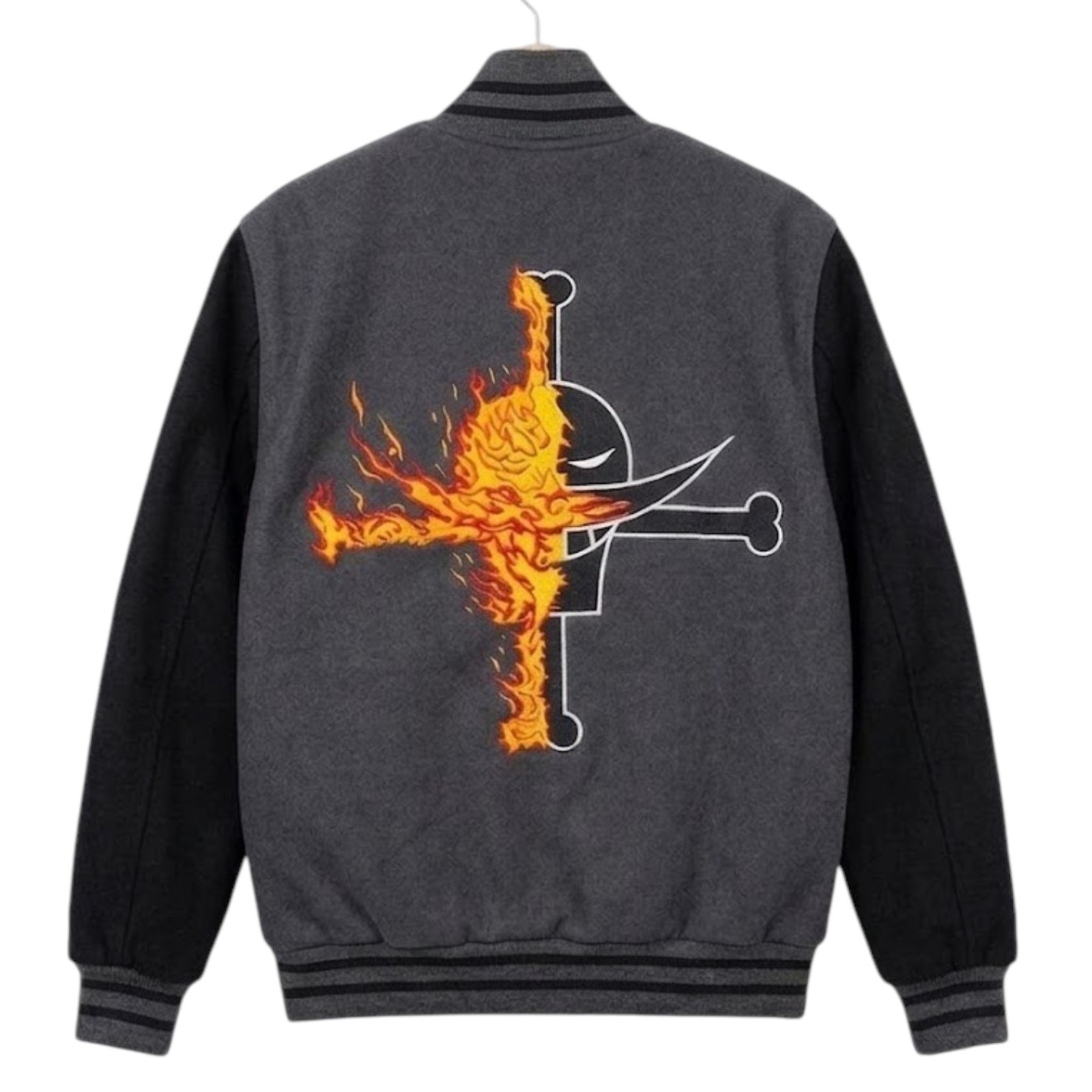 One Piece Anime Varsity Jacket – Spade Pirates & Whitebeard Streetwear – GIFT