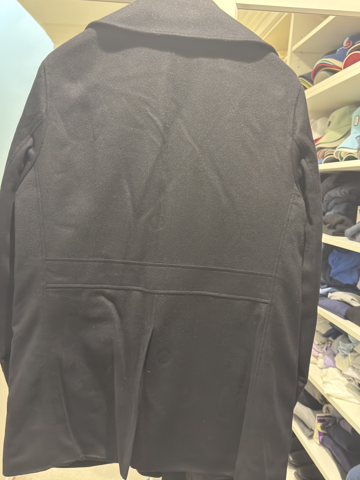 Armani Collezioni Men’s Black Mid-Length Wool/ Cashmere Button Coat Lined 42