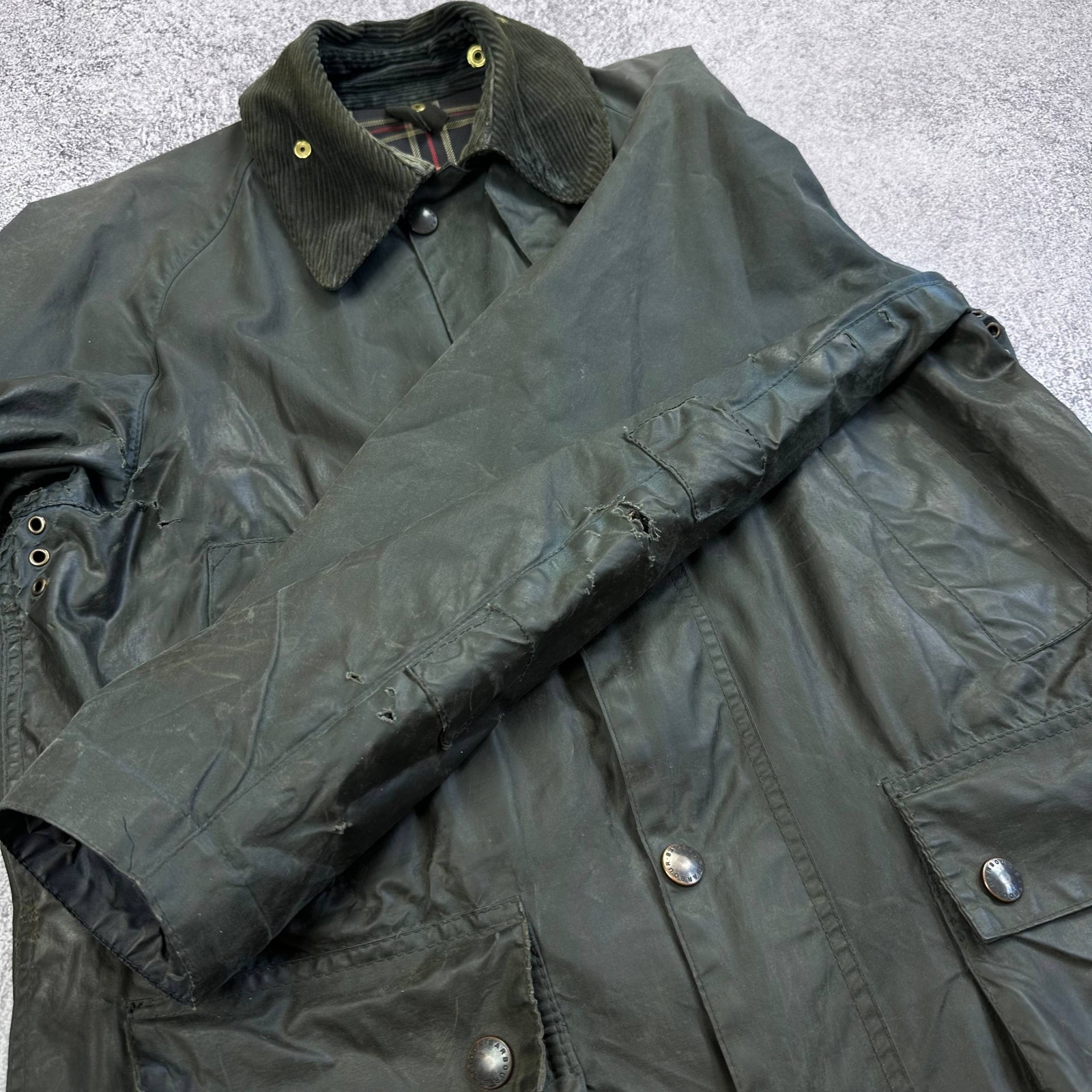 Barbour A105 Bedale Wax Jacket 1988 Green C36 / 91CM Pocket UK Vintage