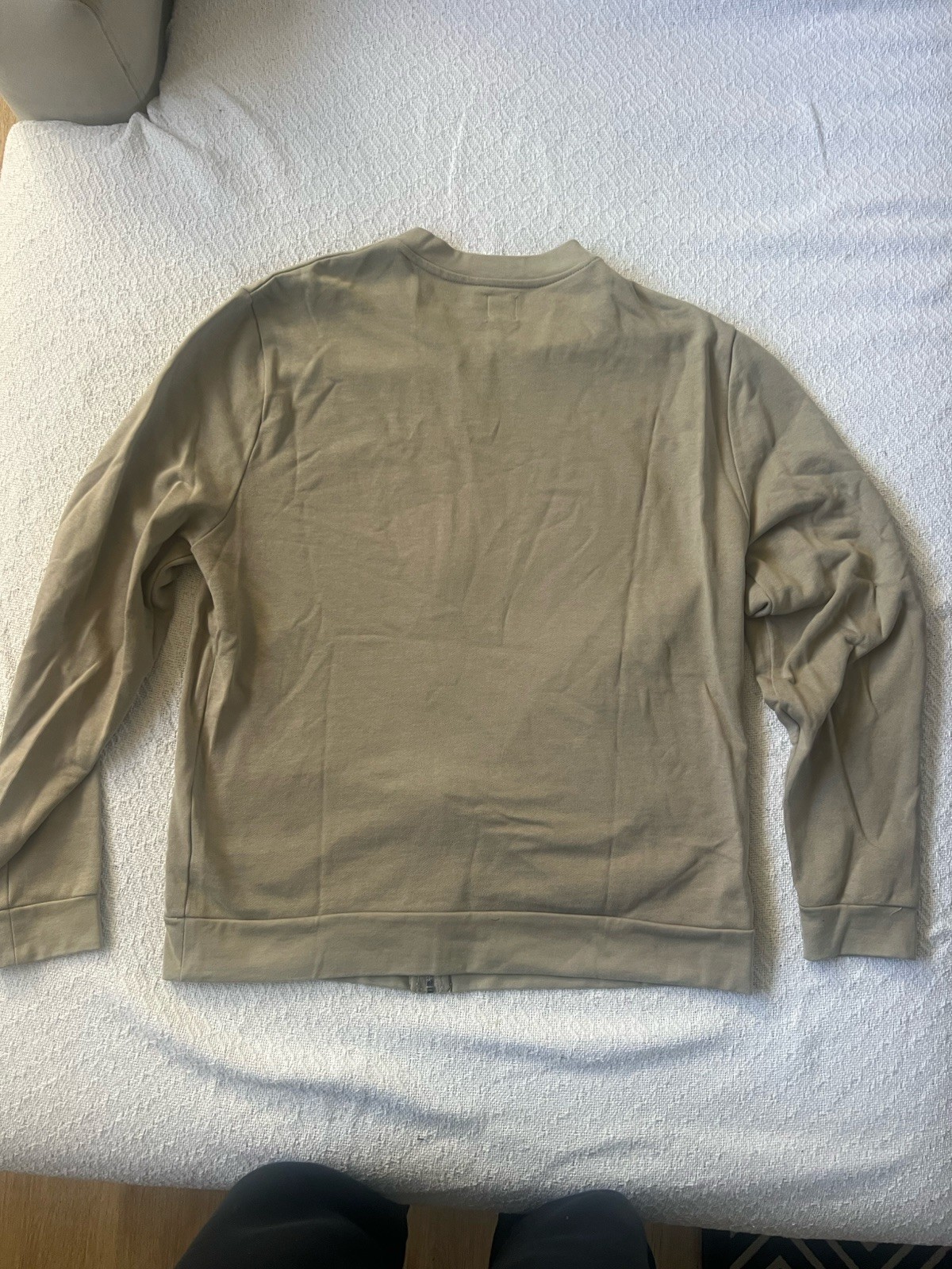 ASOS Women’s Full Zip Collared Fleece Cotton Sweatshirt Beige Solid Size L