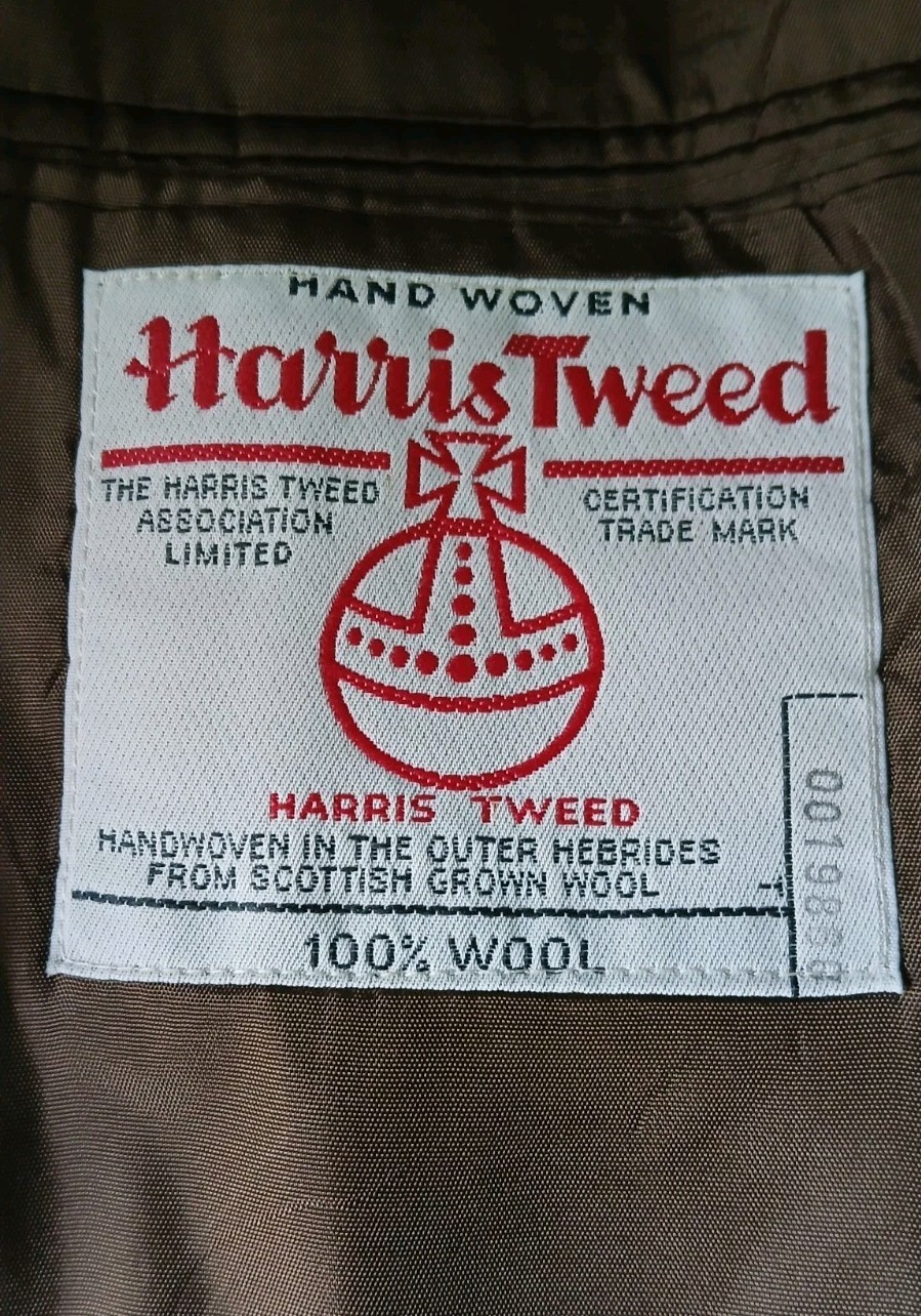 Harris Tweed Blazer Mens Large 42 Herringbone Jacket 100% Wool Grey Vintage