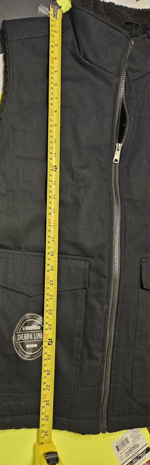 MACHINE Custom Co Black Canvas Sherpa Lined Vest Full Zip Sz LARGE NWT