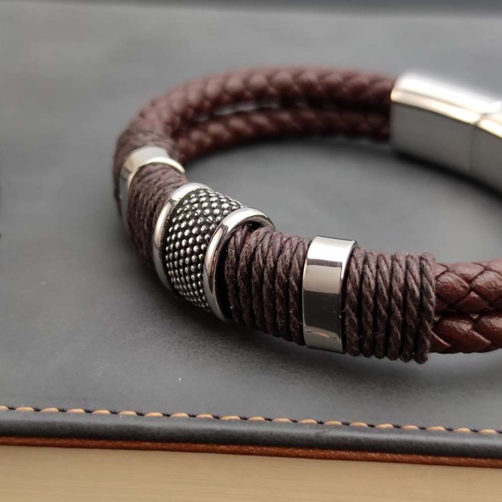 Premium Braided Leather Bracelet for Men Stainless Steel Clasp Fashion Jewelry
