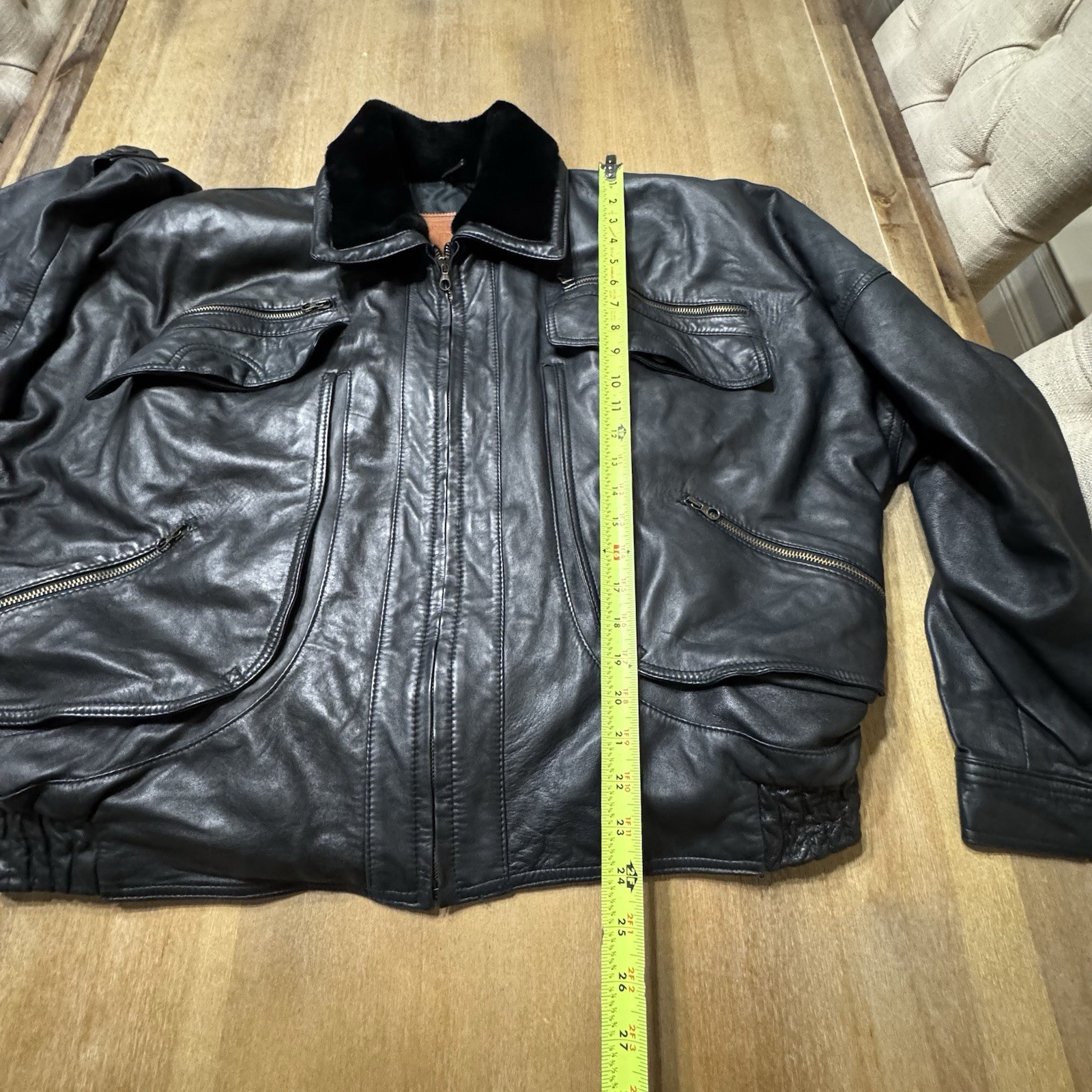 Pollini Italy Men’s Leather Bomber Jacket Size 52, US 42