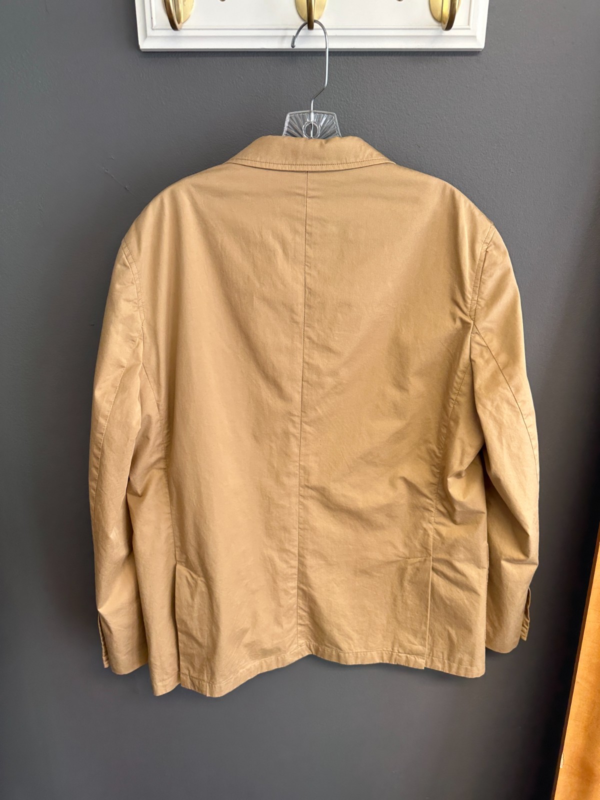 Cremieux Blazer Mens L Beige Tan 2 Button Cotton Jacket Business Casual Pockets