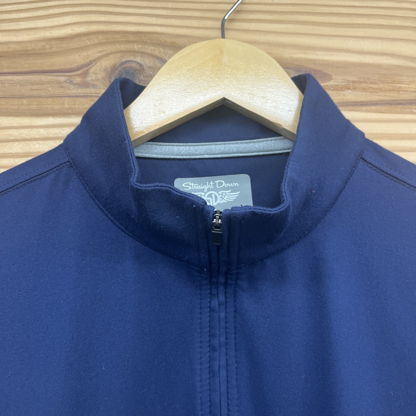 Straight Down Golf Performance Vest Mens Size Medium Poly Blue 1/4 Zip B145