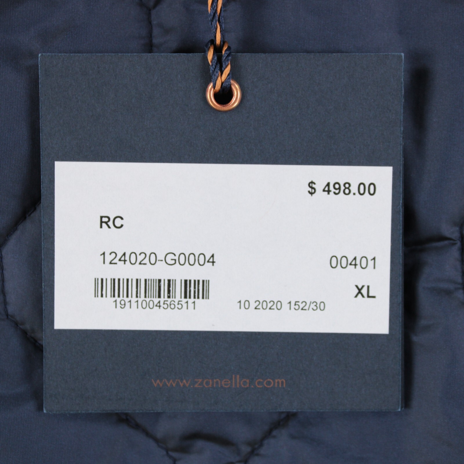 Zanella NWT 100% Polyester Rain Coat w/ Removable Vest Size XL US In Solid Navy