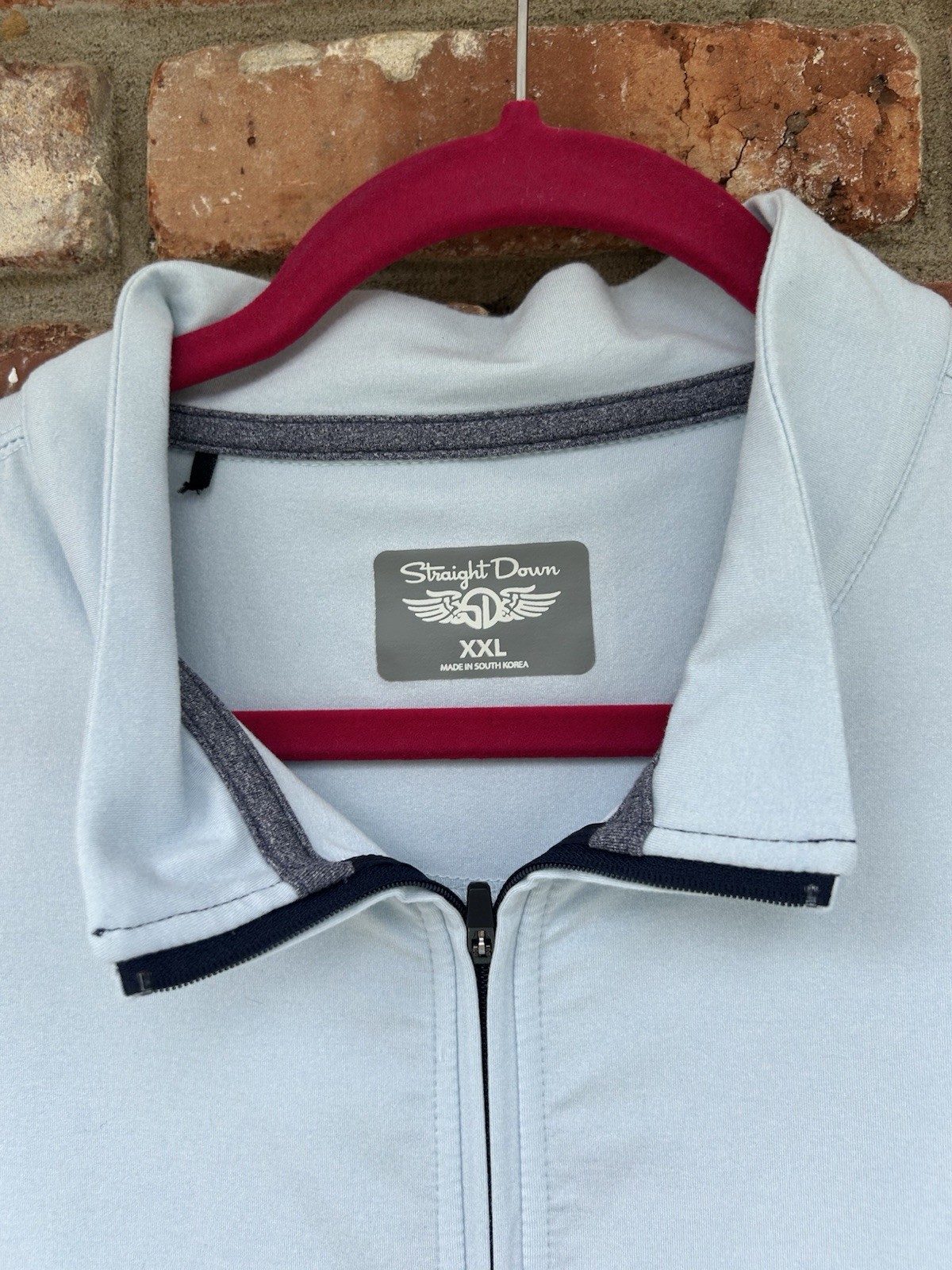 Straight Down 1/4 Zip Vest Men’s XXL Light Blue Logo