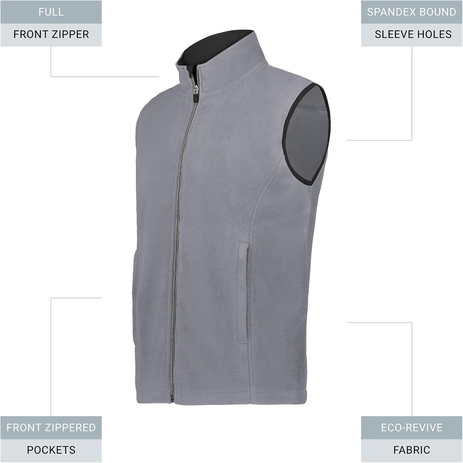 Men’s Fleece Vest Graphite Polyester Spandex Size S-XXL Chill Fleece Vest 2.0 80