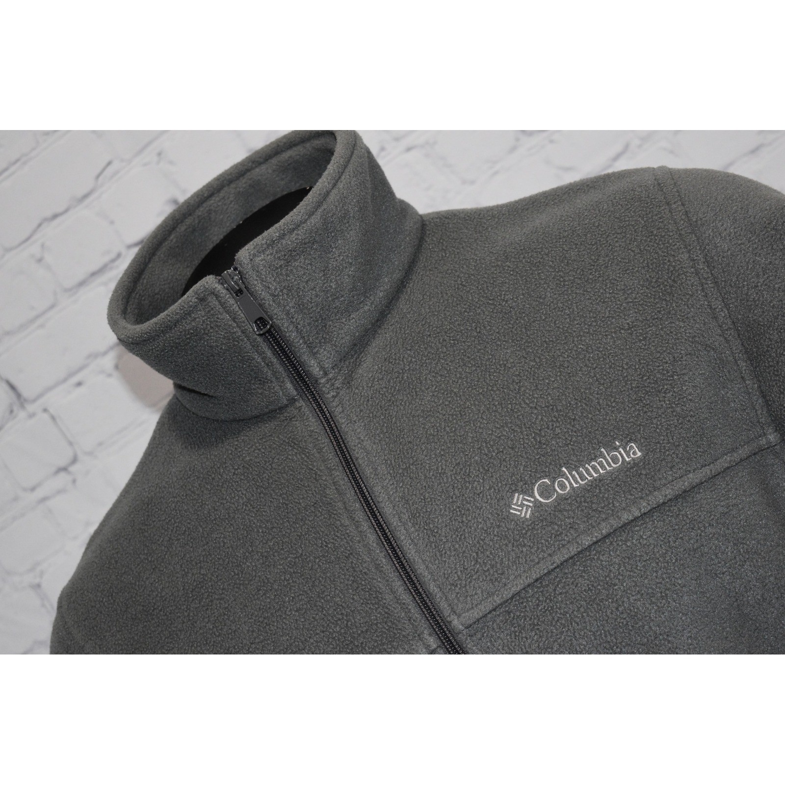 Columbia Fleece Jacket Mens Medium Green Full Zip Steens Mountain With Pockets