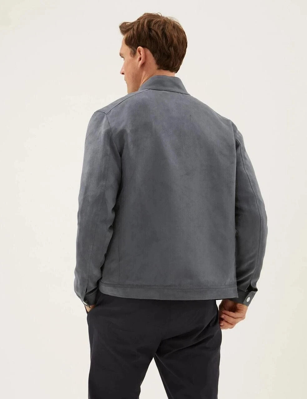 Mens Gray Racer Leather Jacket Pure Suede XS S M L XL XXL 3XL 4XL Custom Made