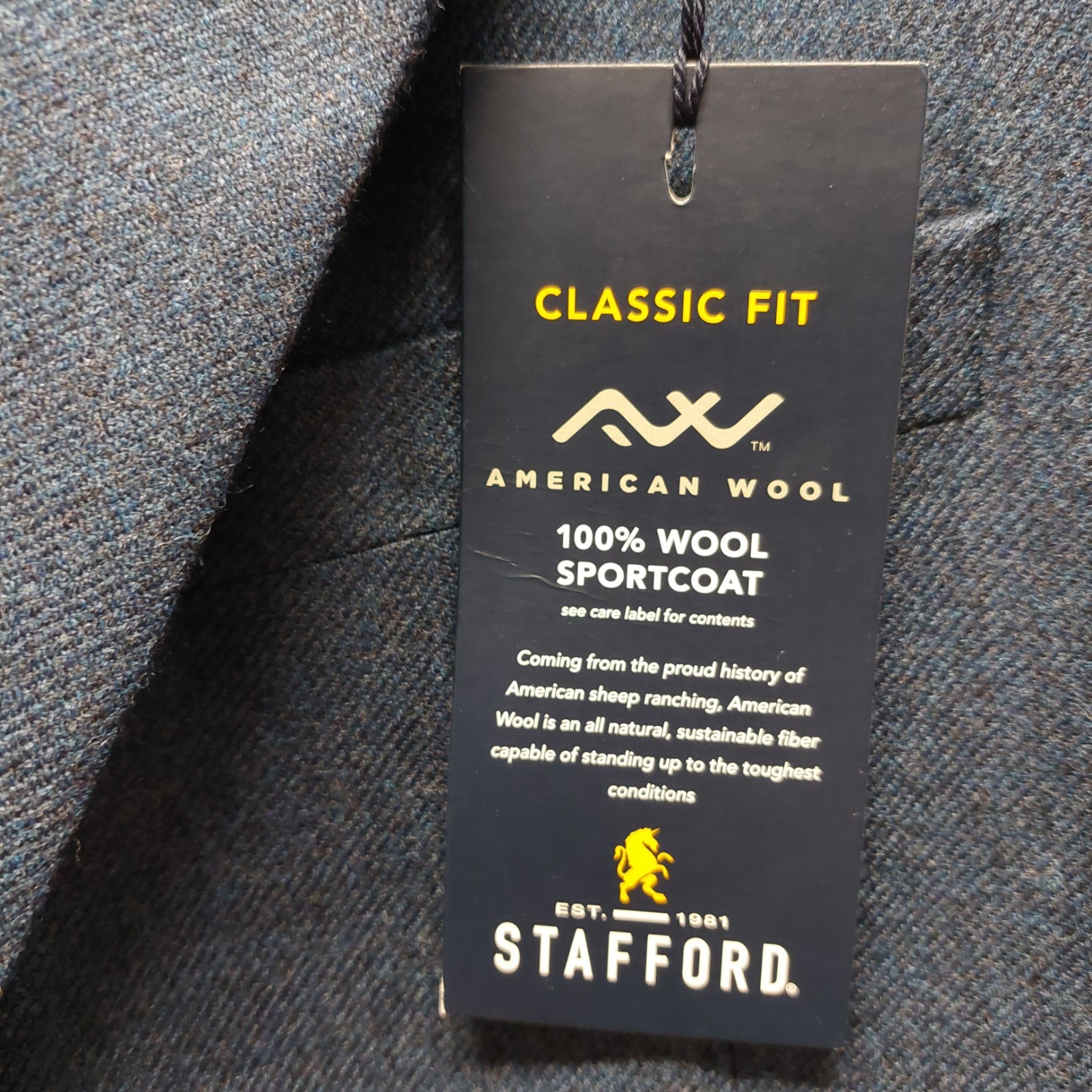 Stafford Classic Fit 100%American Wool Sportcoat Green & Navy Men sizes 40 to 52