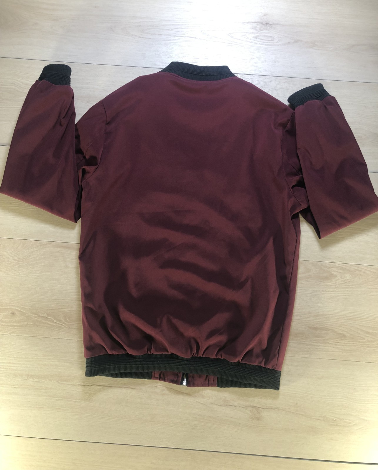 H.T. NIAO Men’s Burgundy Bomber Jacket Full Zip MA-1 Flight Style Size 3XL